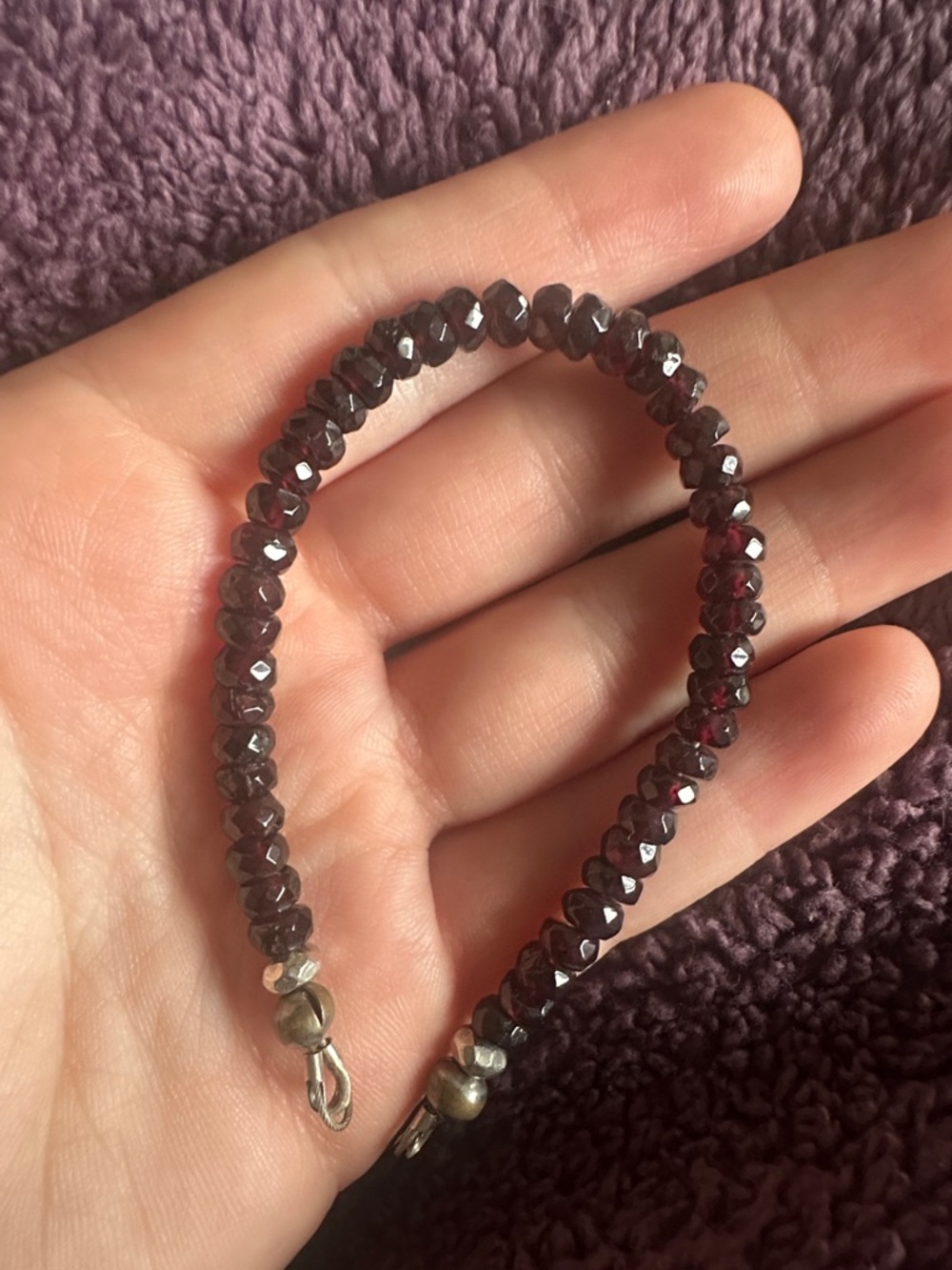 String of Garnet Beads with Silver